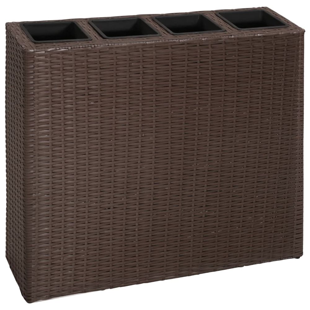 Garden Raised Bed with 4 Pots 2 pcs Poly Rattan Brown(2x41085) - anydaydirect