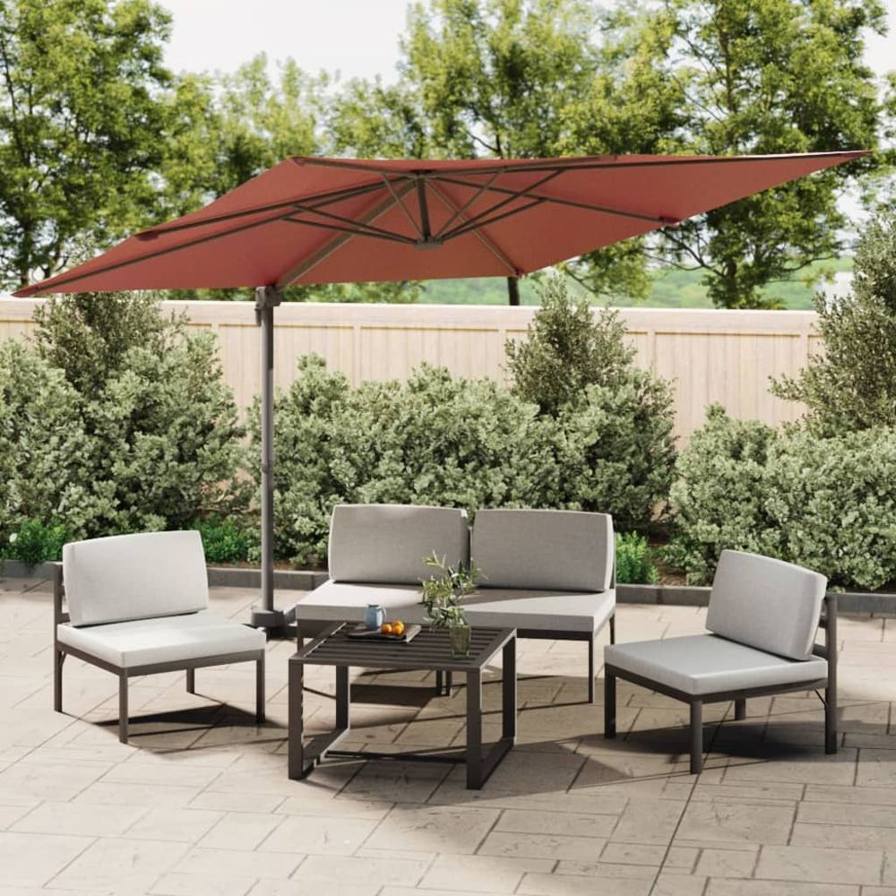 LED Cantilever Umbrella Terracotta 400x300 cm - anydaydirect