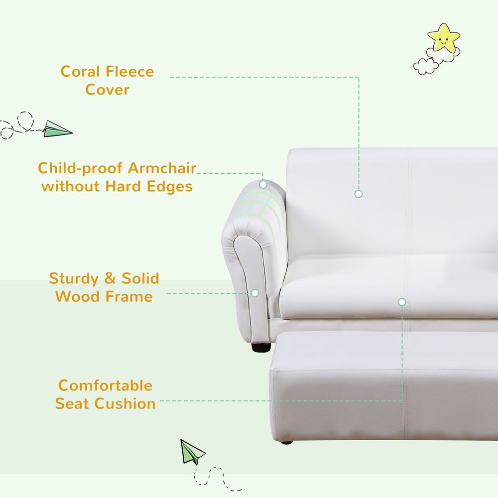 Kids Childrens Sofa Set 2 Seater Seat Furniture Armchair Boys Girls Footstool - anydaydirect