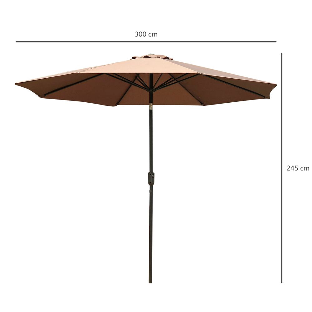 Steel Frame Round Market Patio Sun Umbrella Parasol Sunshade Canopy 3x2.45m - anydaydirect