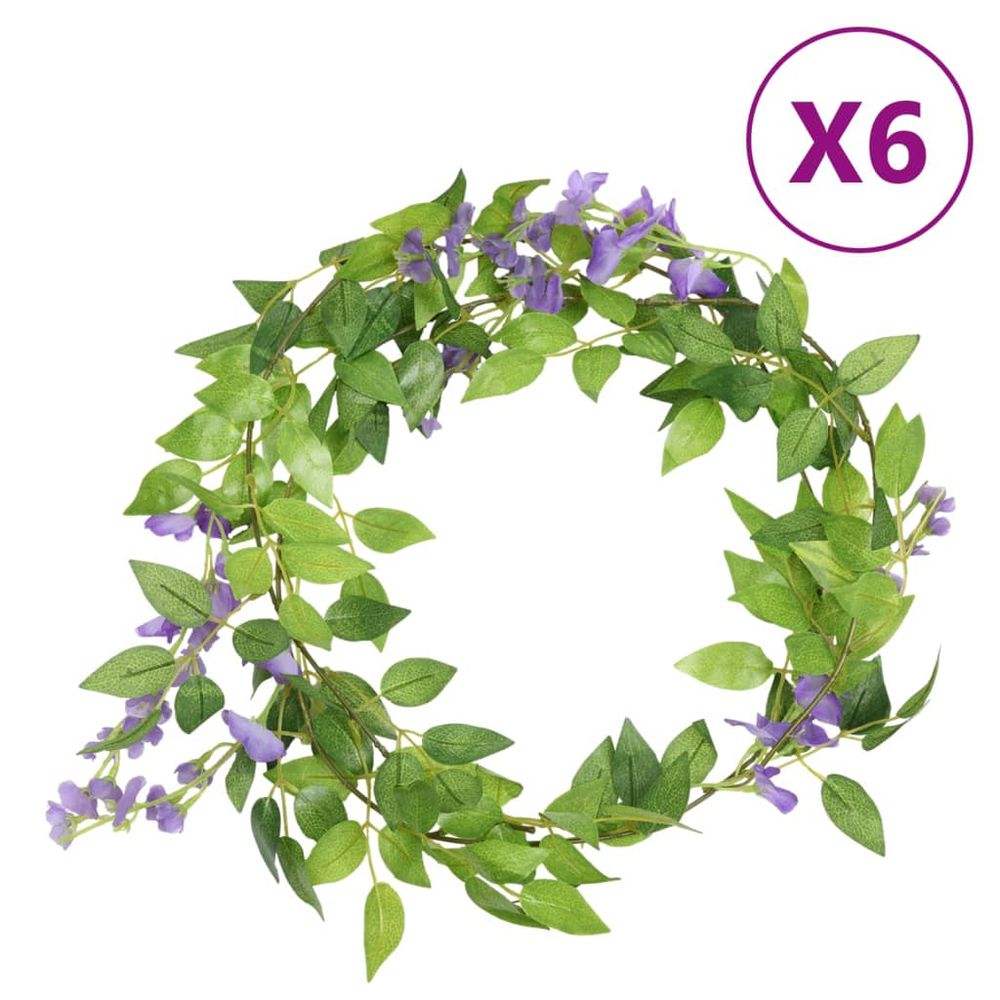 vidaXL Artificial Flower Garlands 6 pcs Purple 200 cm - anydaydirect