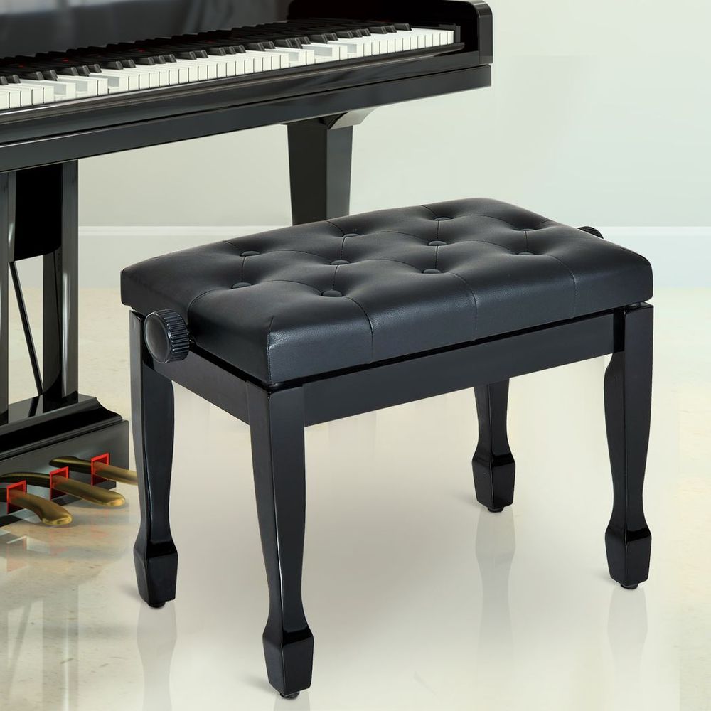 Classic Digital Keyboard Piano Bench Padded Seat Stool Solid Wooden - anydaydirect