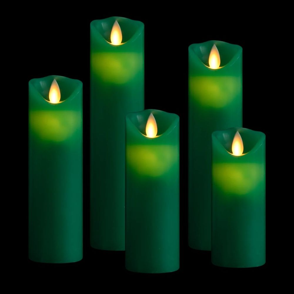 5 Piece Electric LED Candle Set with Remote Control Warm White & Colourful - anydaydirect