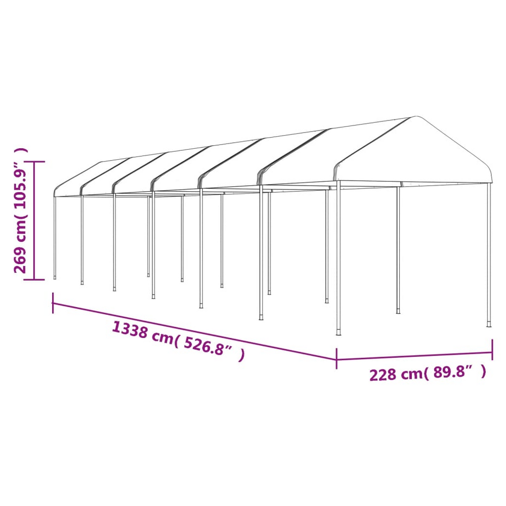 vidaXL Gazebo with Roof White 13.38x2.28x2.69 m Polyethylene - anydaydirect
