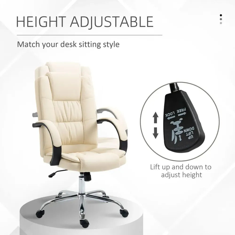 PU Leather Executive Office Chair High Back Height Adjustable Desk Chair, Beige - anydaydirect