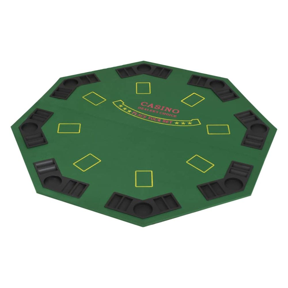 8-Player Folding Poker Tabletop 2 Fold Octagonal Green - anydaydirect