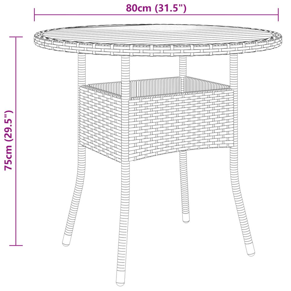 Garden Table Ø80x75 cm Acacia Wood and Poly Rattan Black - anydaydirect