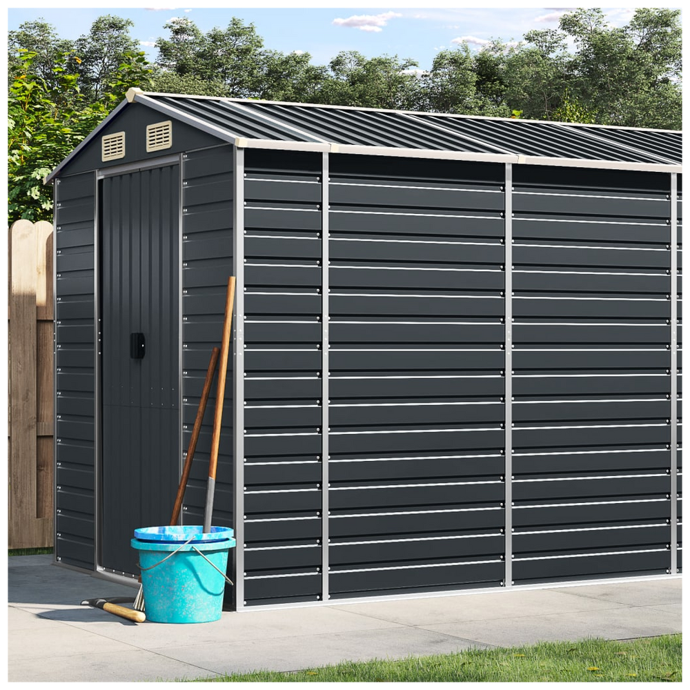 vidaXL Garden Shed Anthracite 191x725x198 cm Galvanised Steel - anydaydirect