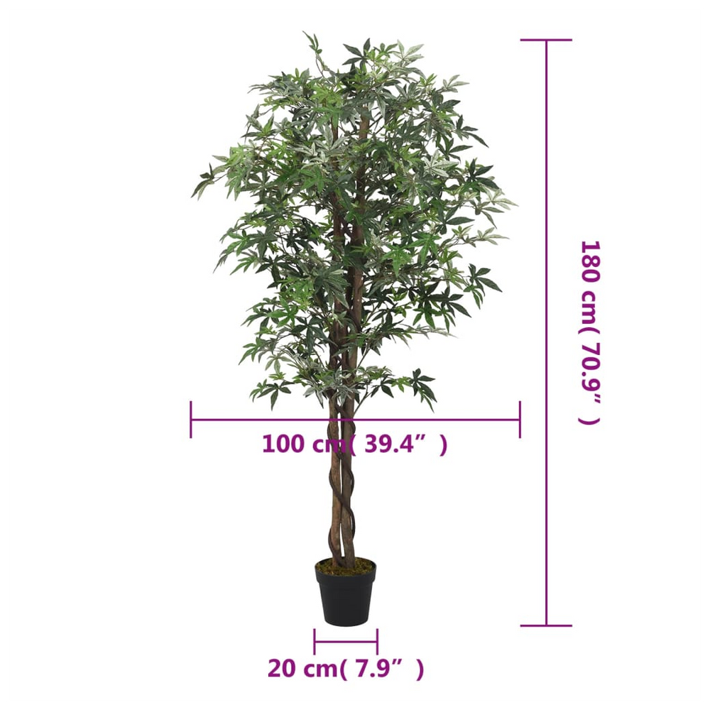 vidaXL Artificial Maple Tree 672 Leaves 180 cm Green - anydaydirect