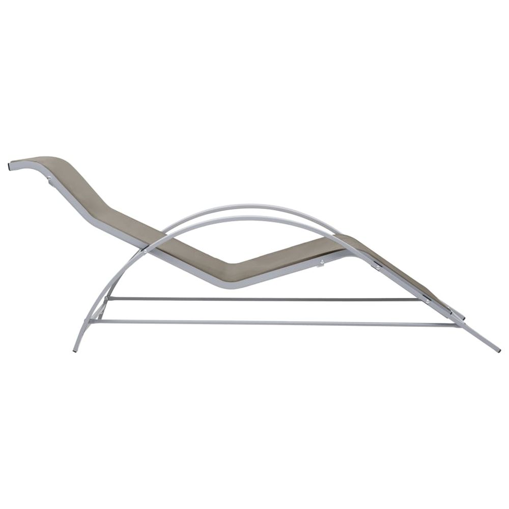 Sun Loungers 2 pcs with Table Aluminium Taupe - anydaydirect