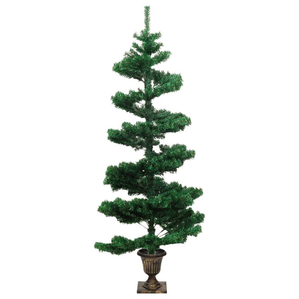 Swirl Christmas Tree with Pot and LEDs Green 120 cm PVC - anydaydirect