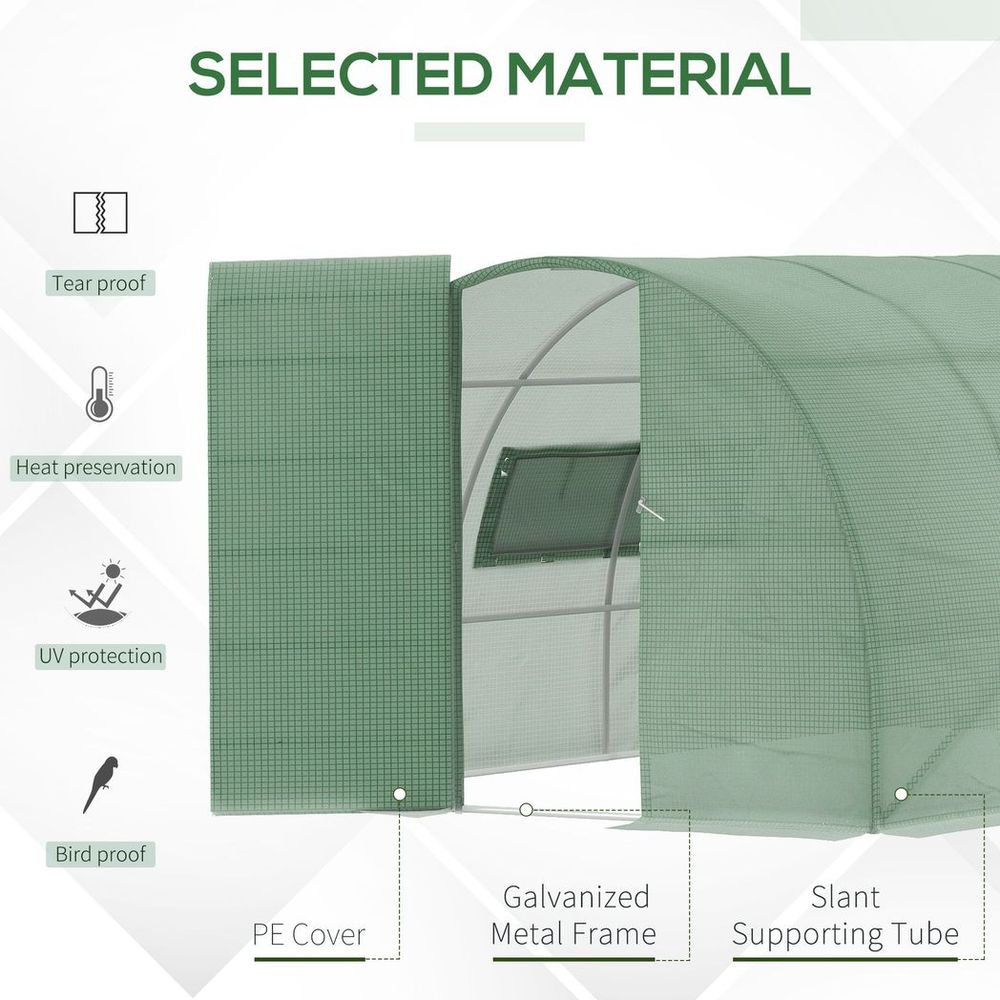 4 x 3M Walk-in Garden Polytunnel Greenhouse Galvanised Steel W/ Door - anydaydirect