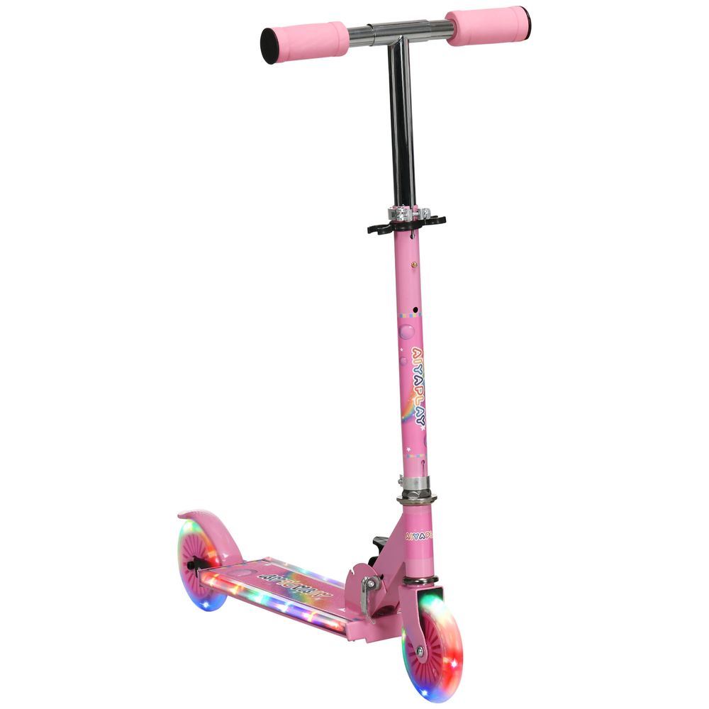 Scooter for Kids Ages 3-7 W/ Lights Music Adjustable Height Folding Frame - Pink - anydaydirect