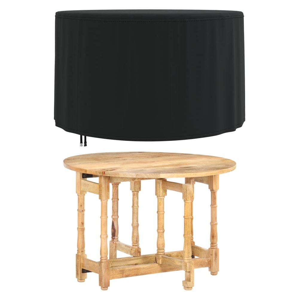 vidaXL Garden Furniture Cover Round Black Ø 128x71 cm 420D Oxford - anydaydirect