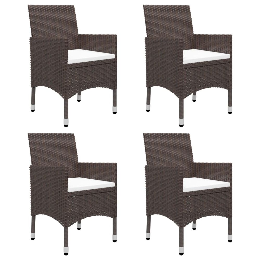 5 Piece Garden Dining Set with Cushions Brown - anydaydirect