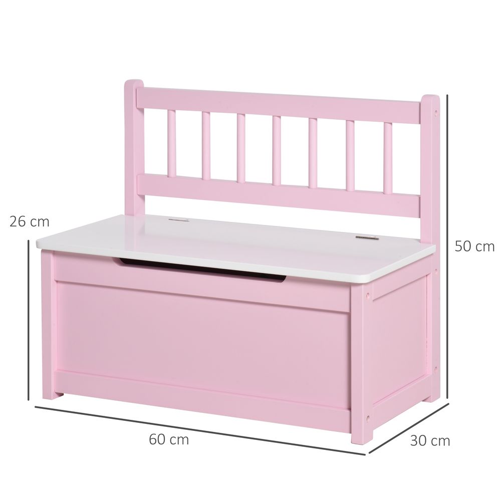 2-in-1 Wooden Toy Box Kids Seat Bench Storage Chest w/ Pneumatic Rod - anydaydirect