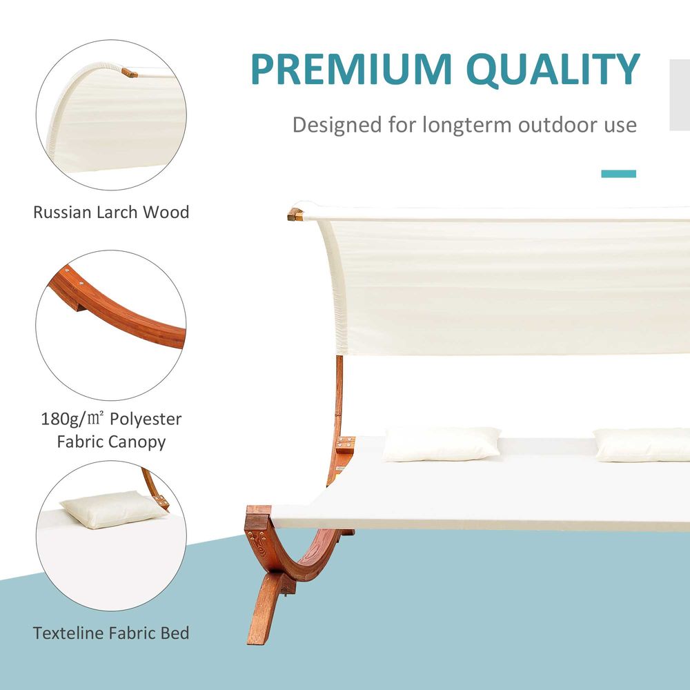 Hammock Chaise Wooden Double Sun Bed Lounger - Cream |  UK - anydaydirect