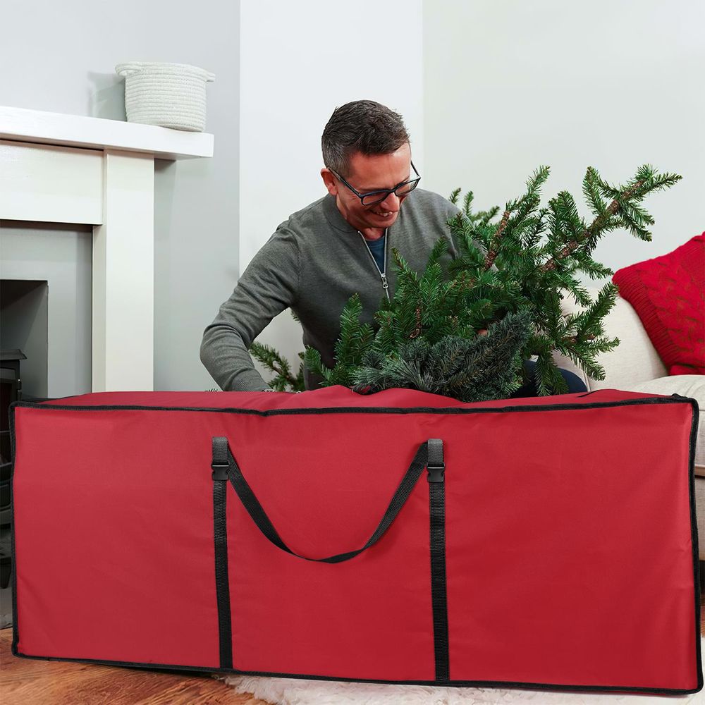 9FT Christmas Tree Storage Bag Jumbo Waterproof (50 x 63 x 147 cm) Red - anydaydirect