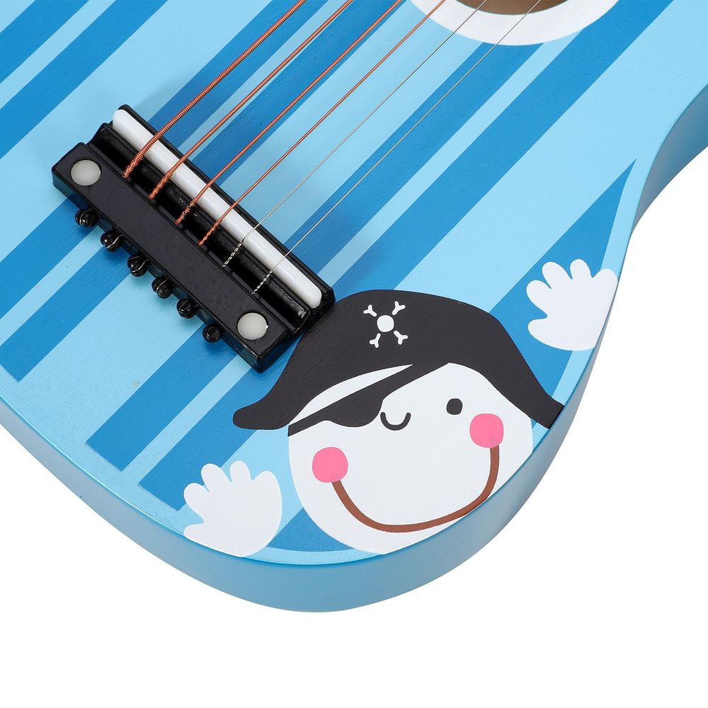 SOKA Wooden Stripe Striped Blue Pirate Guitar Childrens Musical Instrument - anydaydirect