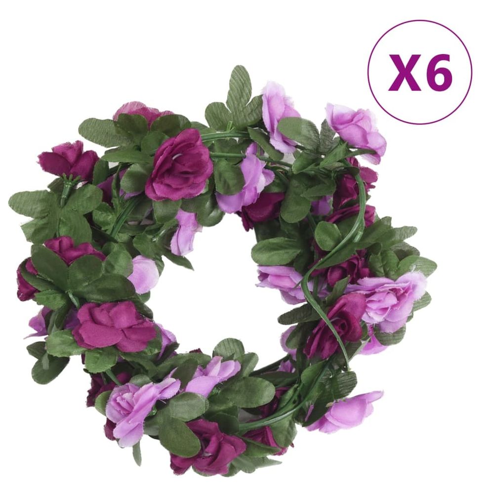 vidaXL Artificial Flower Garlands 6 pcs Spring Light Purple 250 cm - anydaydirect