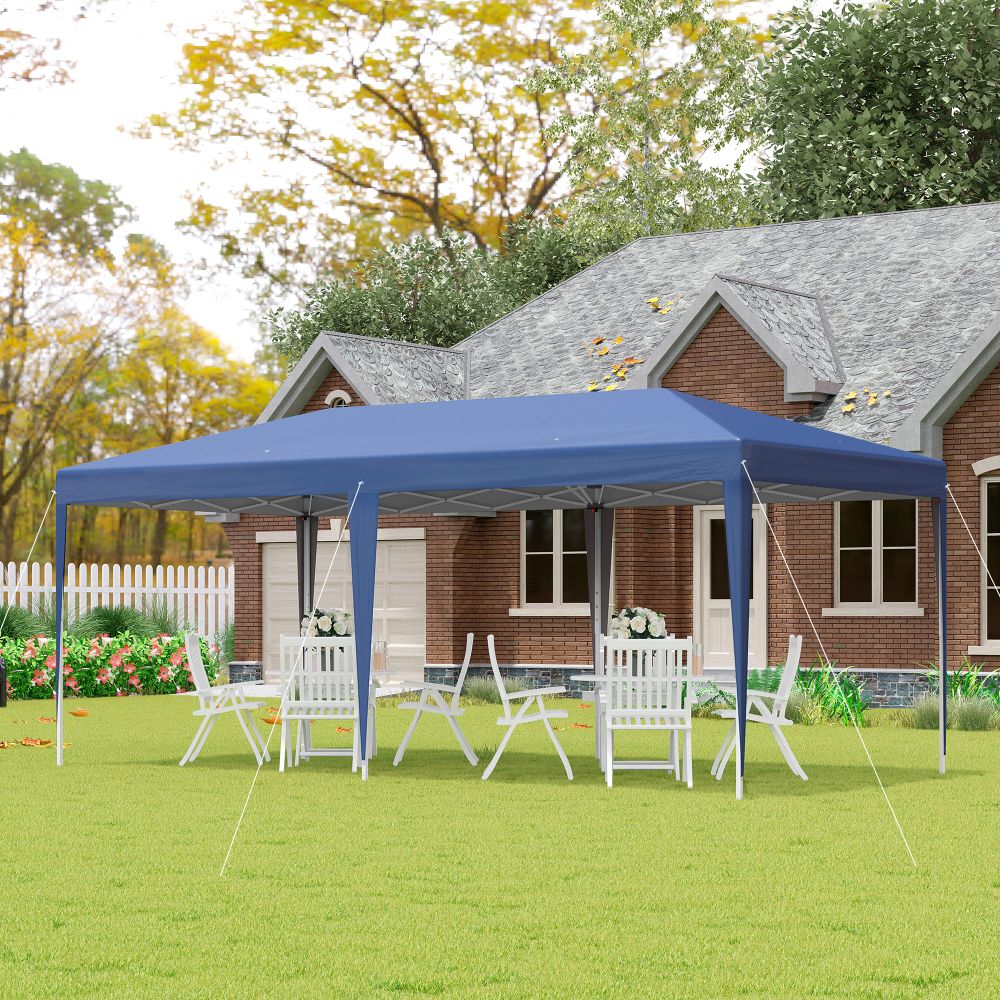 Pop Up Gazebo, Double Roof Canopy Tent,  Bag, 6x3x3m, Blue Heavy Duty - anydaydirect