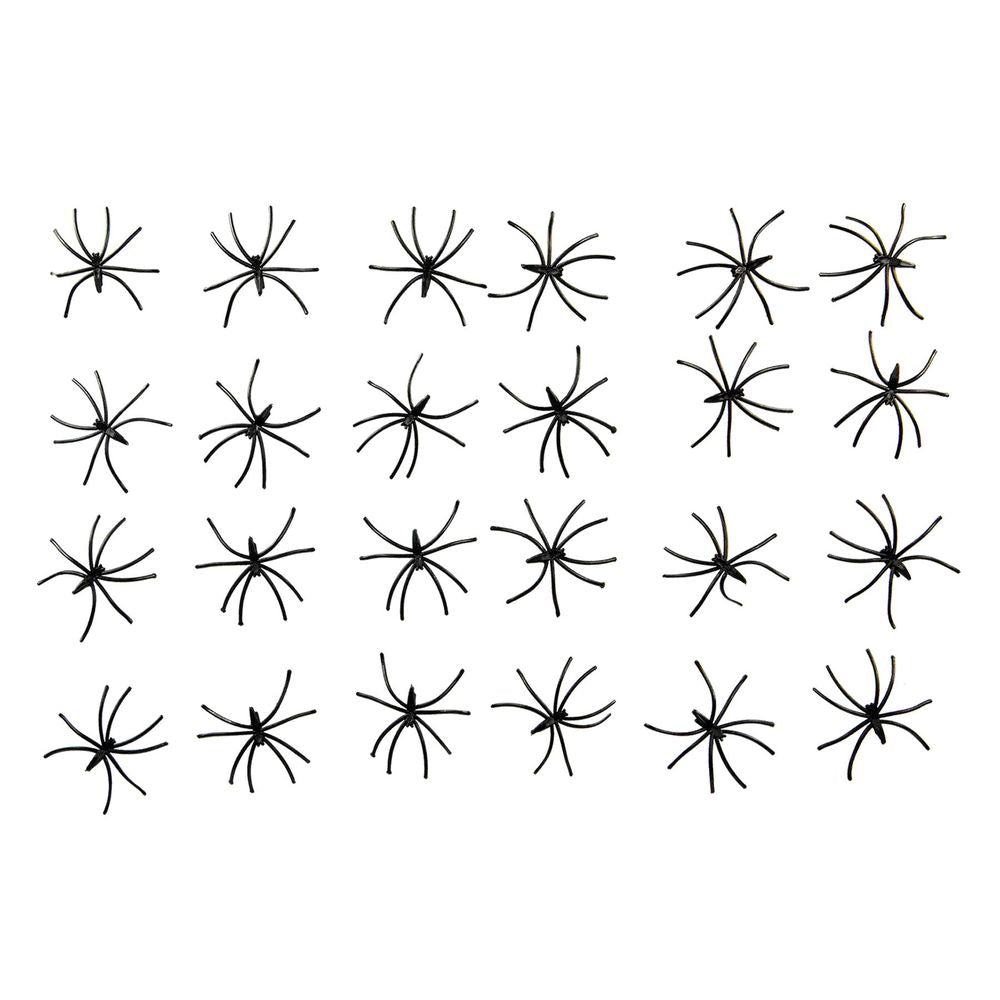 24 Pack Spooky Black Plastic Spiders Halloween Party Prop Decoration - anydaydirect