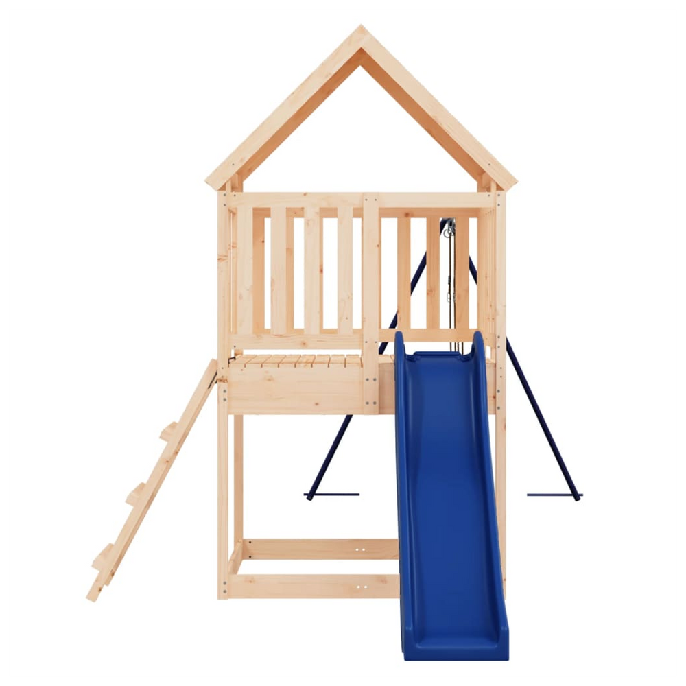 Playhouse with Slide Ladder Swings Solid Wood Pine - anydaydirect