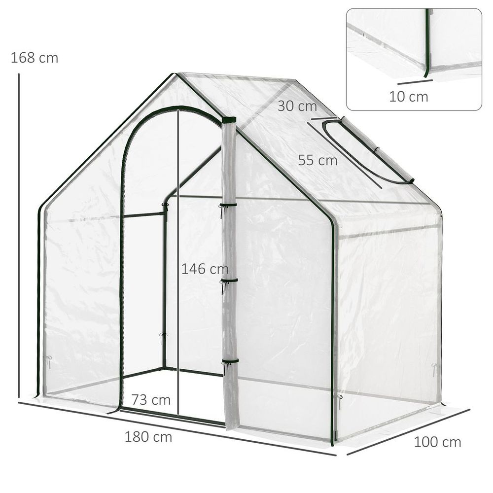 Outsunny Portable Walk-in PVC Greenhouse w/ Zipped Door for Flowers Plant - anydaydirect