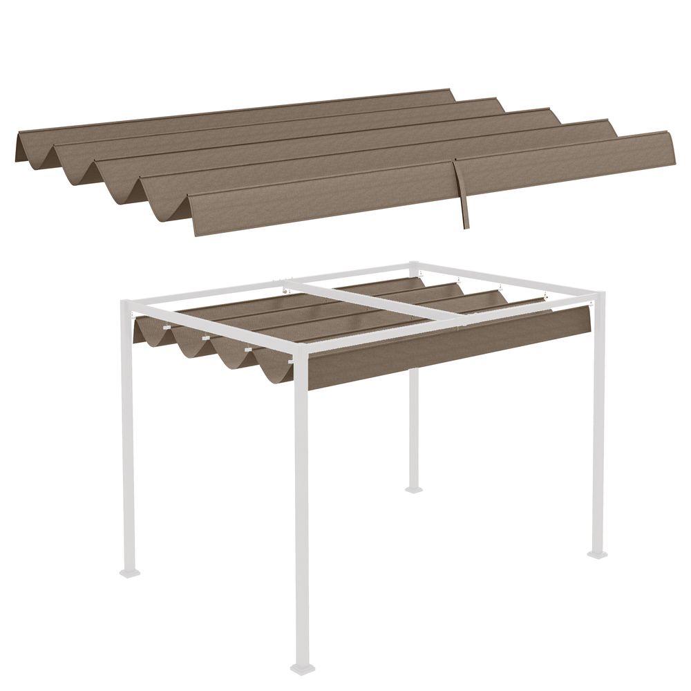 Outsunny Pergola Sun Shade Cover Roof Replacement for 3 x 2.15m Pergola, Coffee - anydaydirect