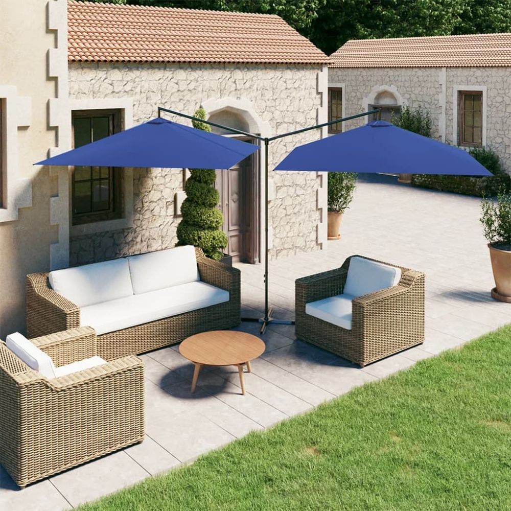 Double Parasol with Steel Pole Green 600x300 cm - anydaydirect