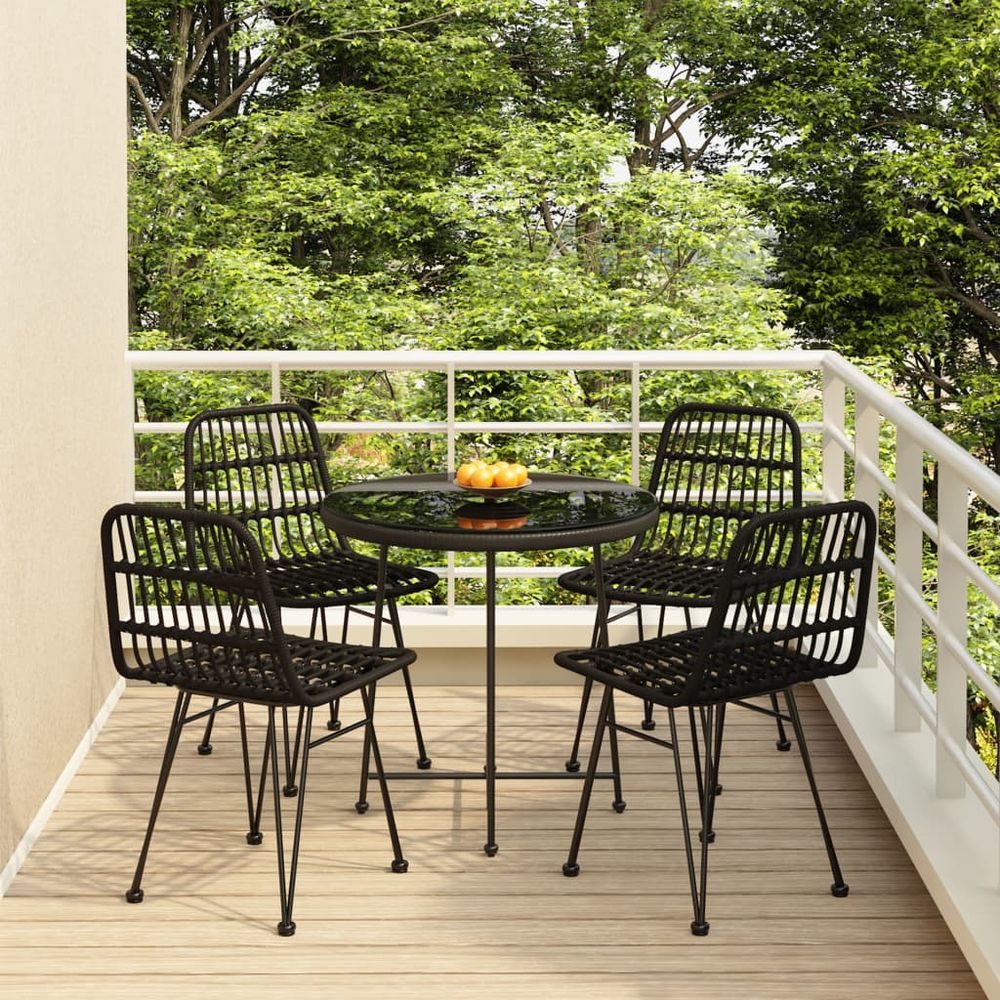 5 Piece Garden Dining Set Poly Rattan - anydaydirect