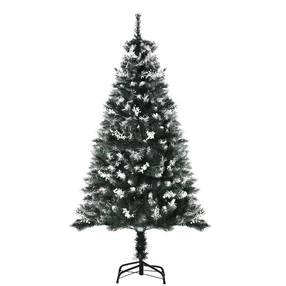 5FT Artificial SnowDipped Christmas Tree White Berries Star Topper Branch Green - anydaydirect