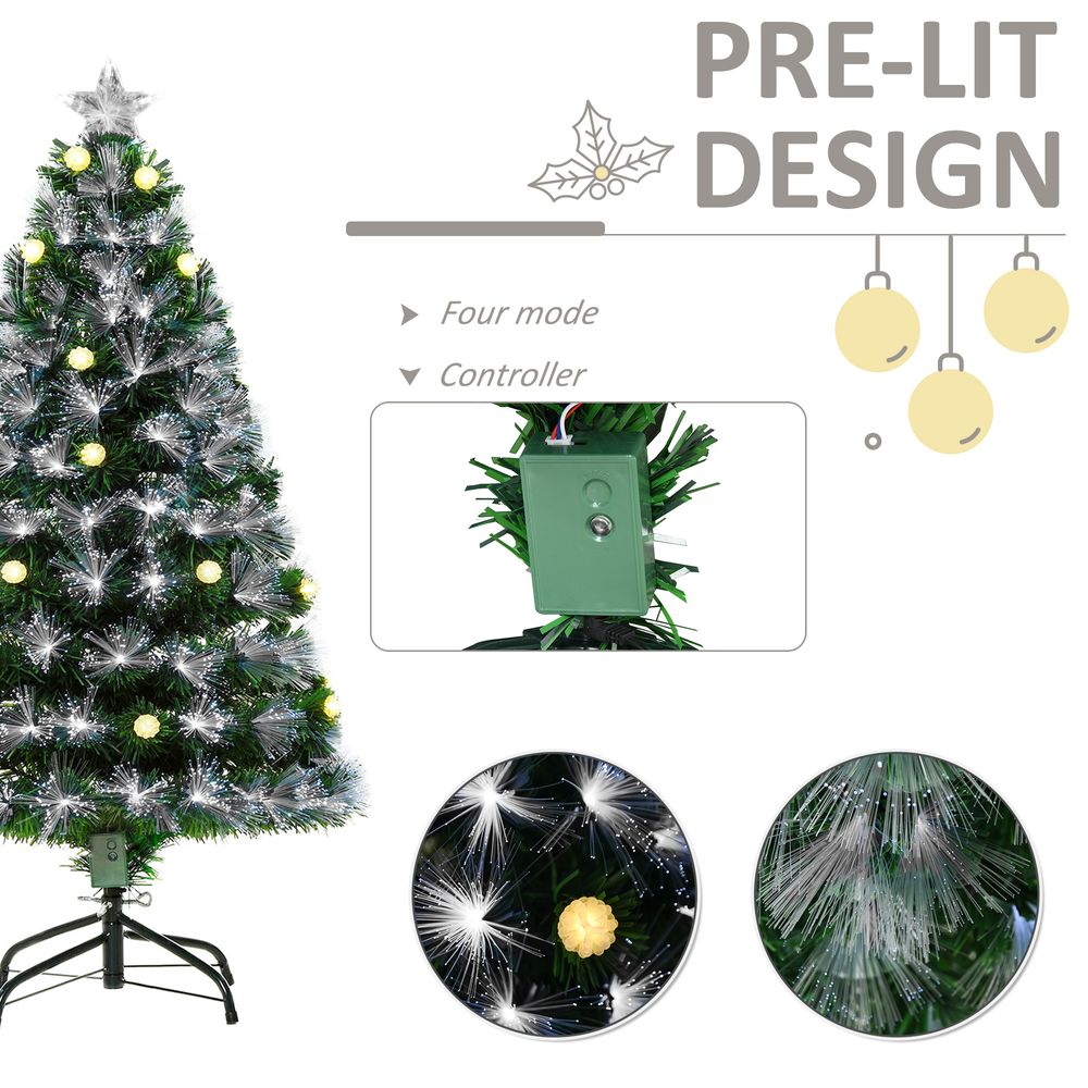 4ft White Light Christmas Tree 90 LEDs Star Topper Tri-Base Pre-Lit Home - anydaydirect