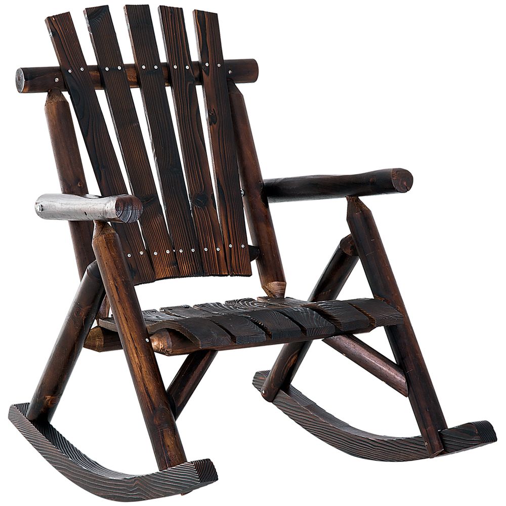 Rustic Outdoor Patio Adirondack Rocking Chair Patio Furniture Porch Rocker Fir - anydaydirect