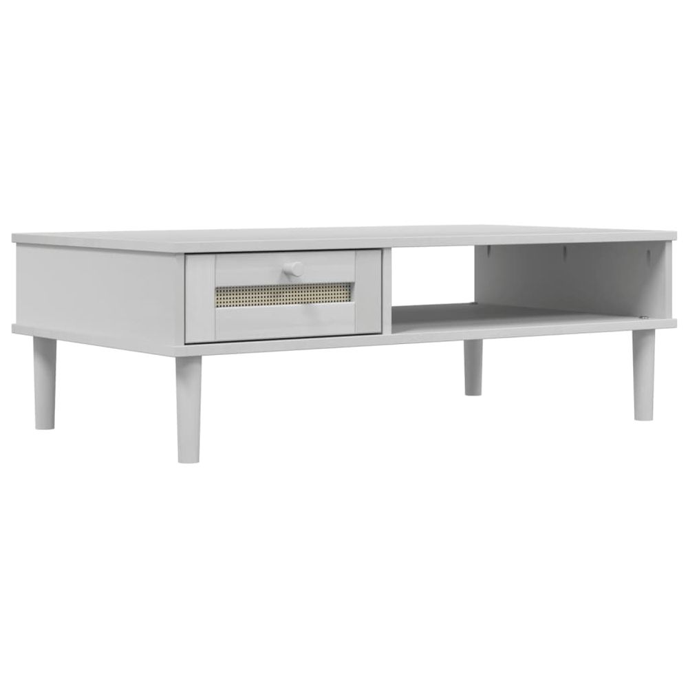 vidaXL Coffee Table SENJA Rattan Look White 100x55x33 cm Solid Wood - anydaydirect