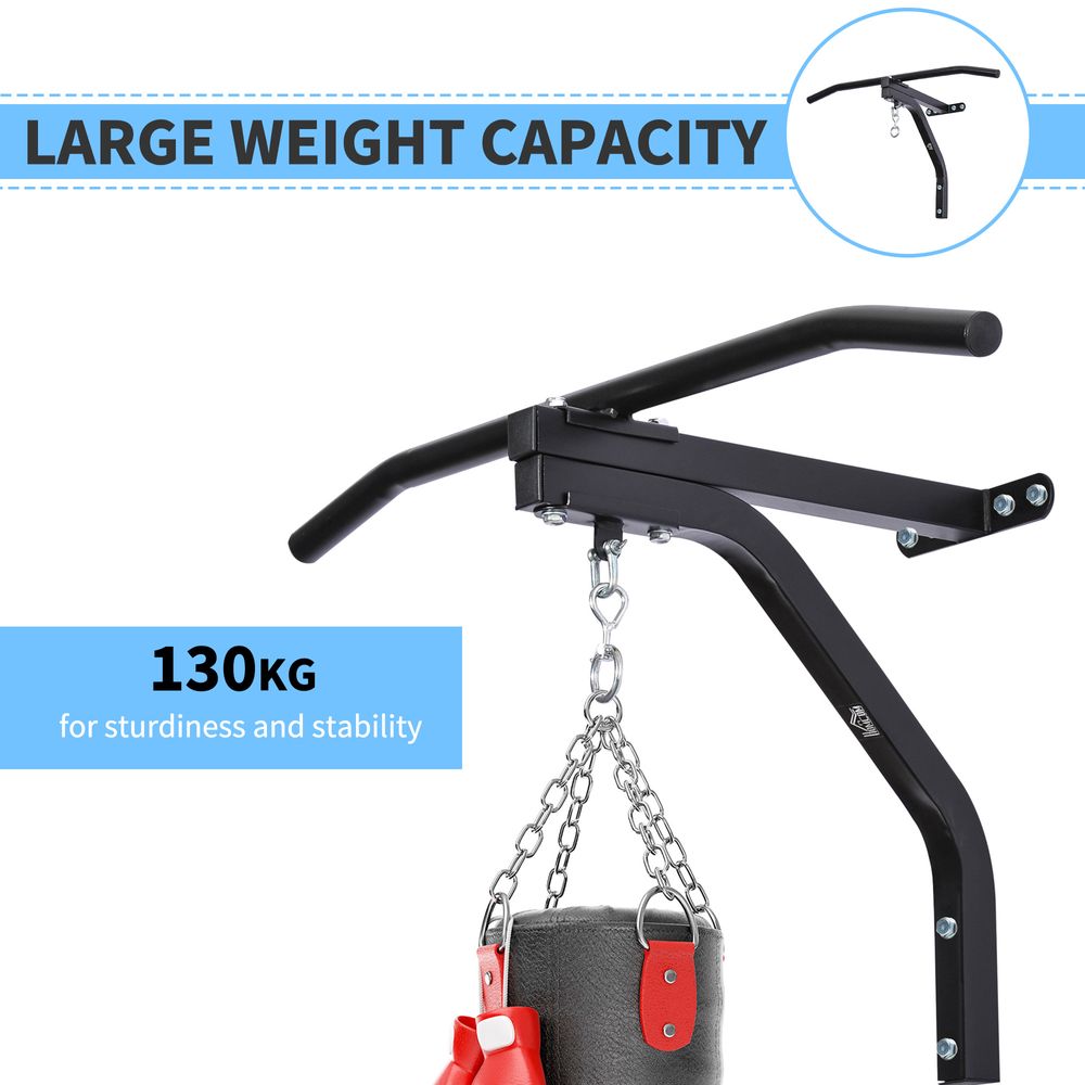 Heavy Punch Bag Hanger Wall Mount Chain Swivel Bracket Bar Steel, Black HOMCOM - anydaydirect