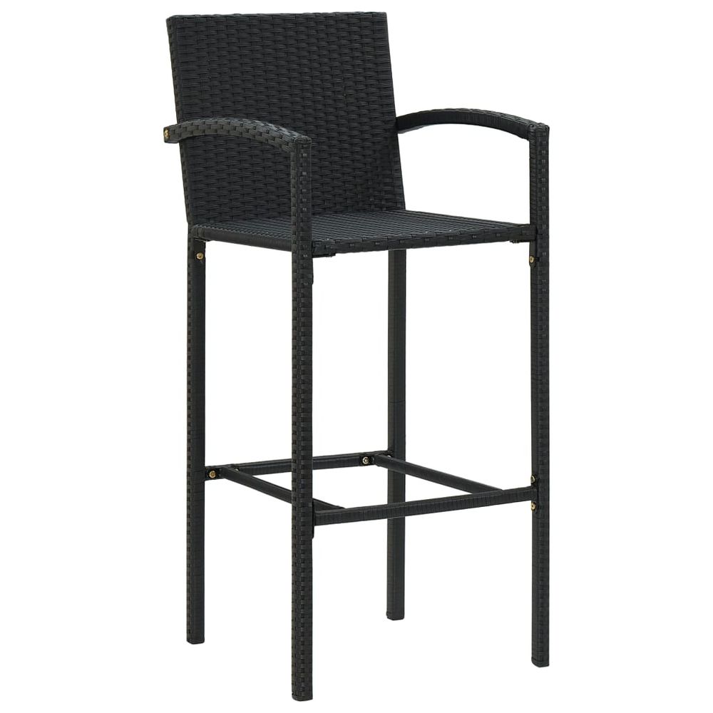 5 Piece Outdoor Bar Set with Armrest Poly Rattan Black - anydaydirect