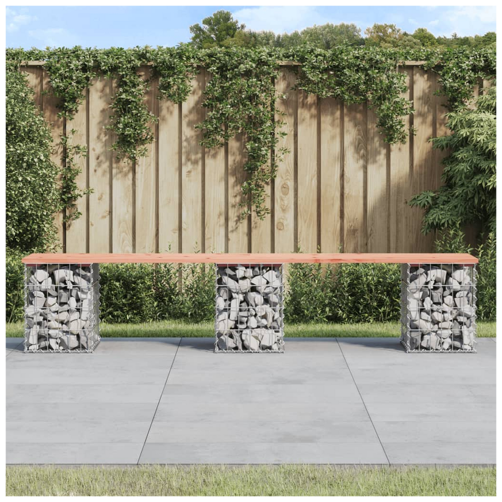 vidaXL Garden Bench Gabion Design 203x31x42 cm Solid Wood Douglas - anydaydirect