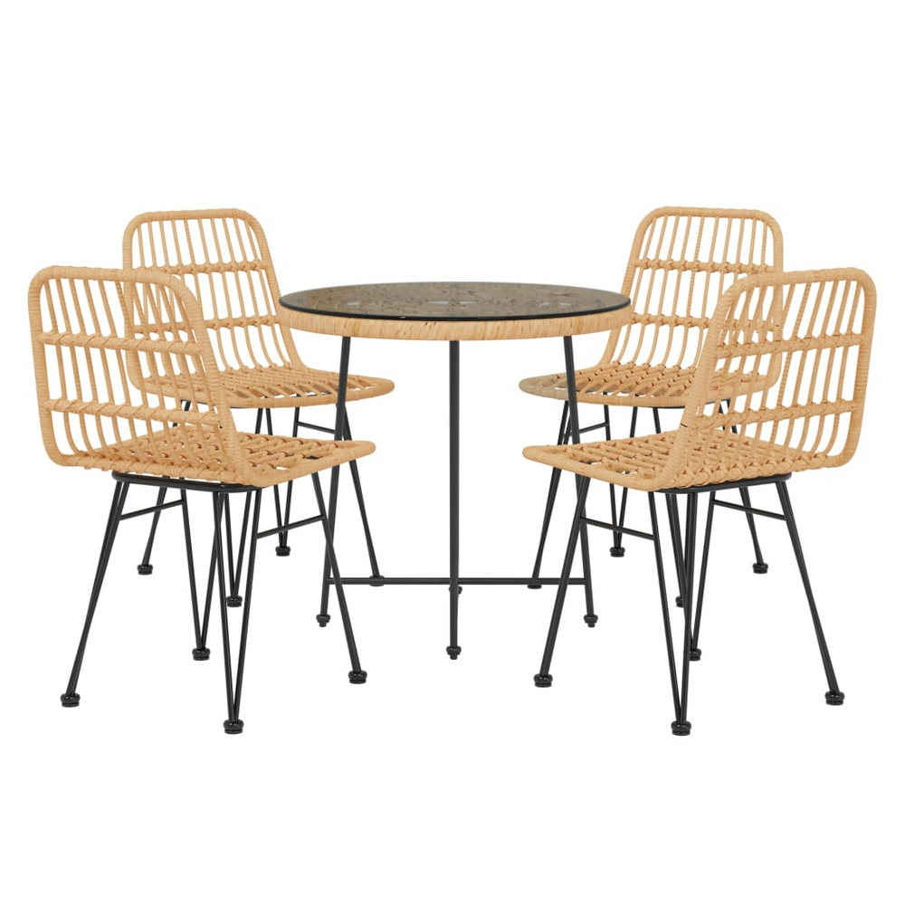 5 Piece Garden Dining Set Poly Rattan - anydaydirect