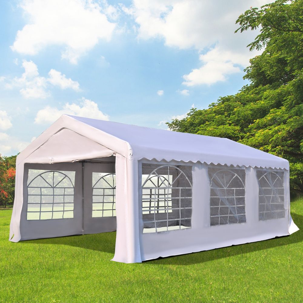 Gazebo Marquee Party Tent, Steel Frame-White - anydaydirect