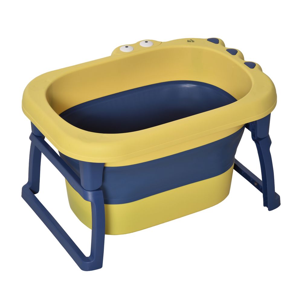 Foldable Baby Bathtub for Newborns Infants Toddlers w/ Stool - Yellow - anydaydirect