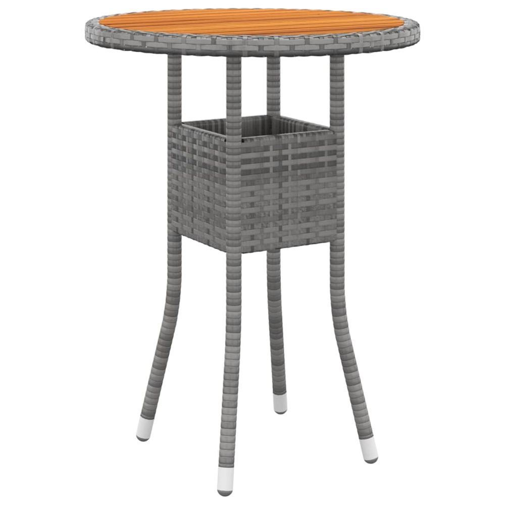 Garden Table Ø60x75 cm Acacia Wood and Poly Rattan Black - anydaydirect