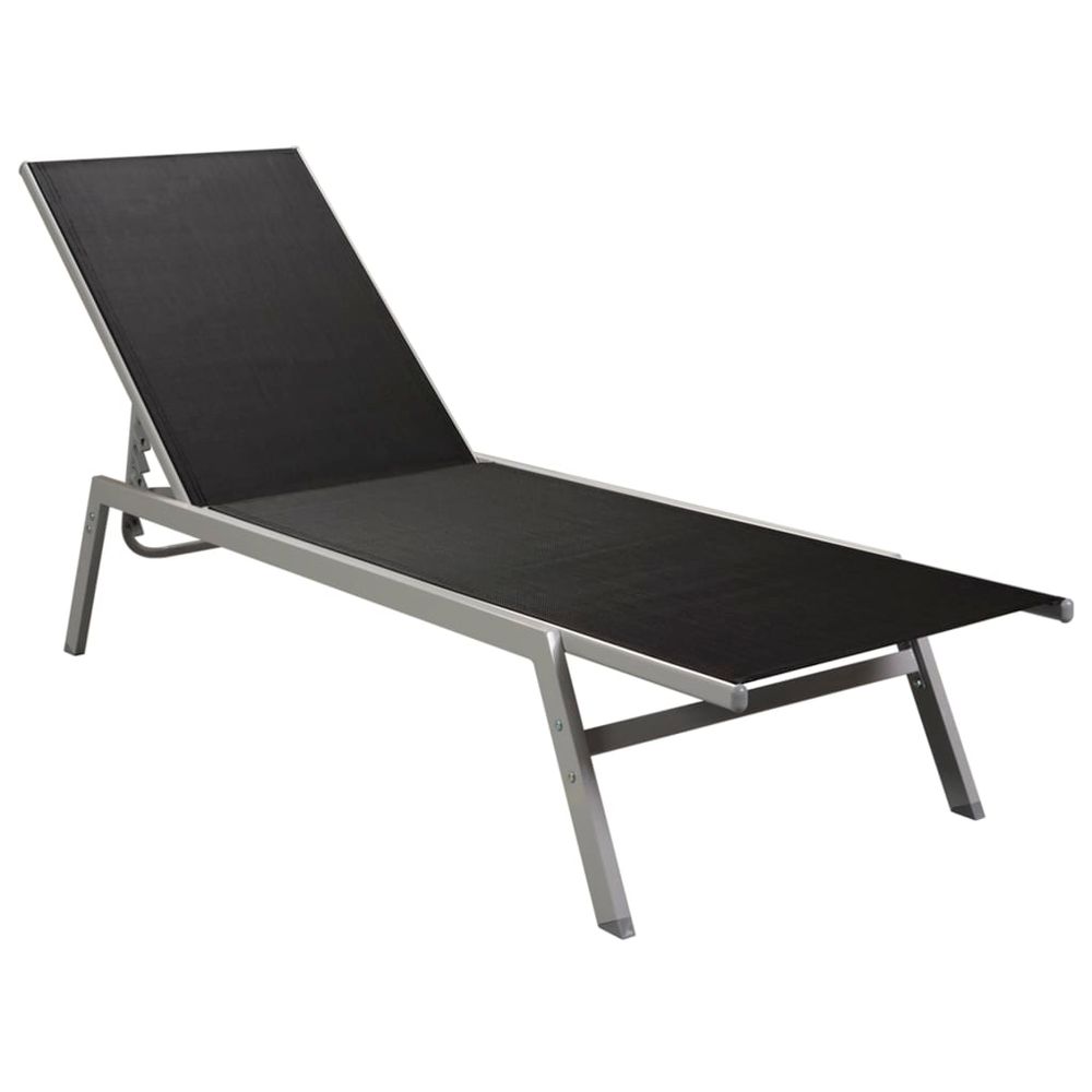 Sun Lounger Steel and Textilene Black - anydaydirect