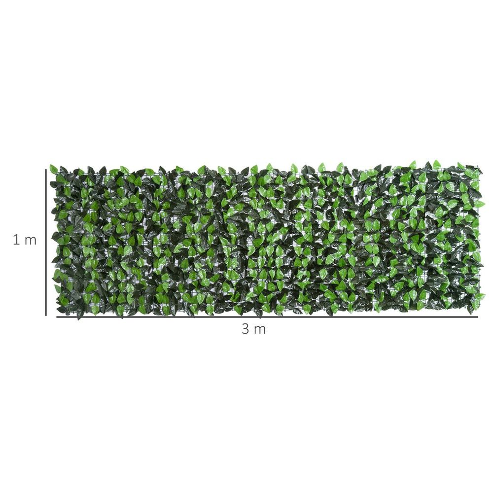 Outsunny Artificial Leaf Hedge Screen Privacy Fence Panel for Garden 3Mx1M - anydaydirect