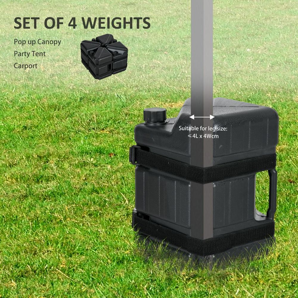 Outsunny Gazebo Weights Set of 4, HDPE Water or Sand Filled with Secure Straps - anydaydirect