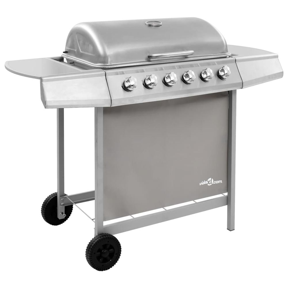 Gas BBQ Grill with 6 Burners Silver (FR/BE/IT/UK/NL only) - anydaydirect