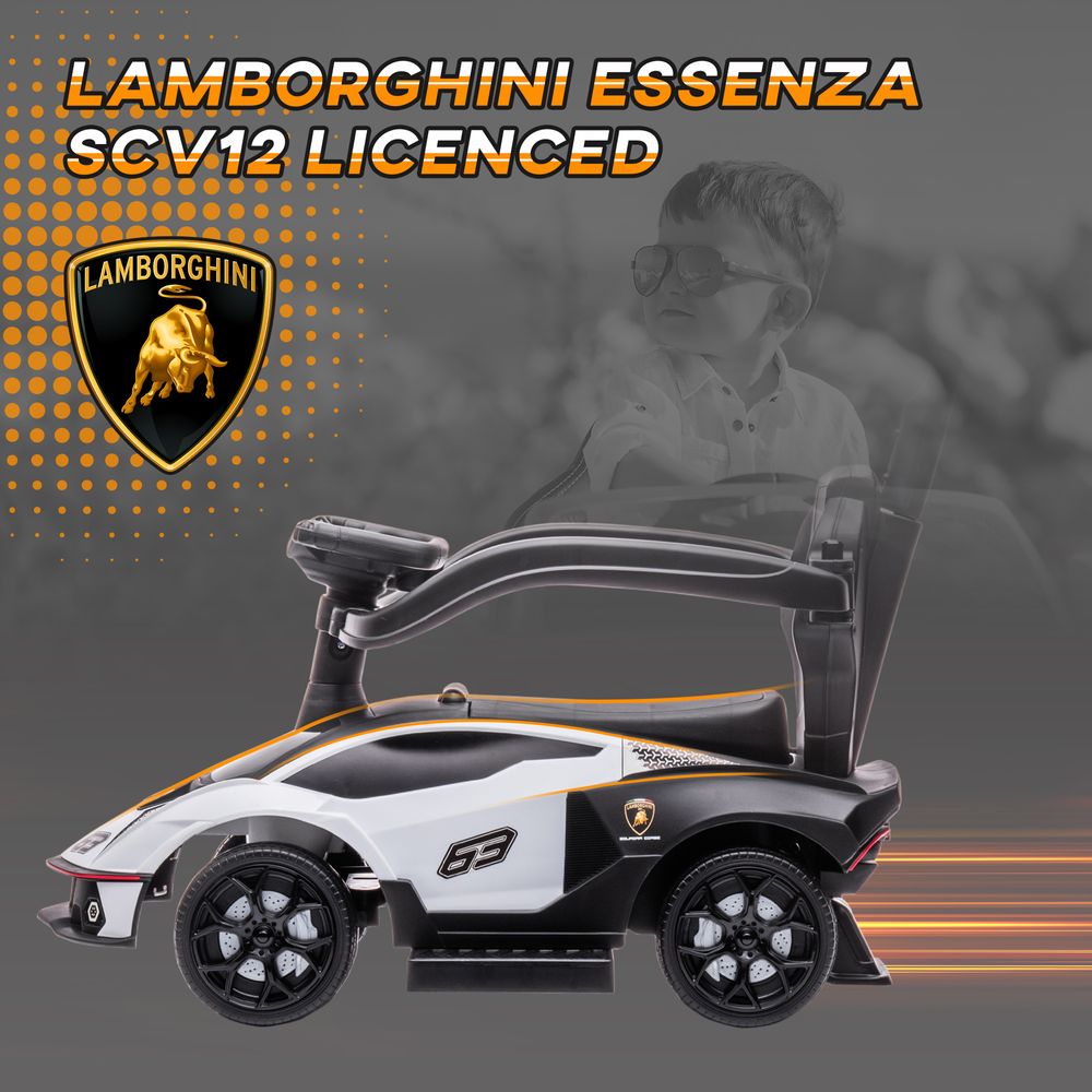 Lamborghini 2 in 1 Baby Ride on Push Car Toddler Push Along Car, White - anydaydirect