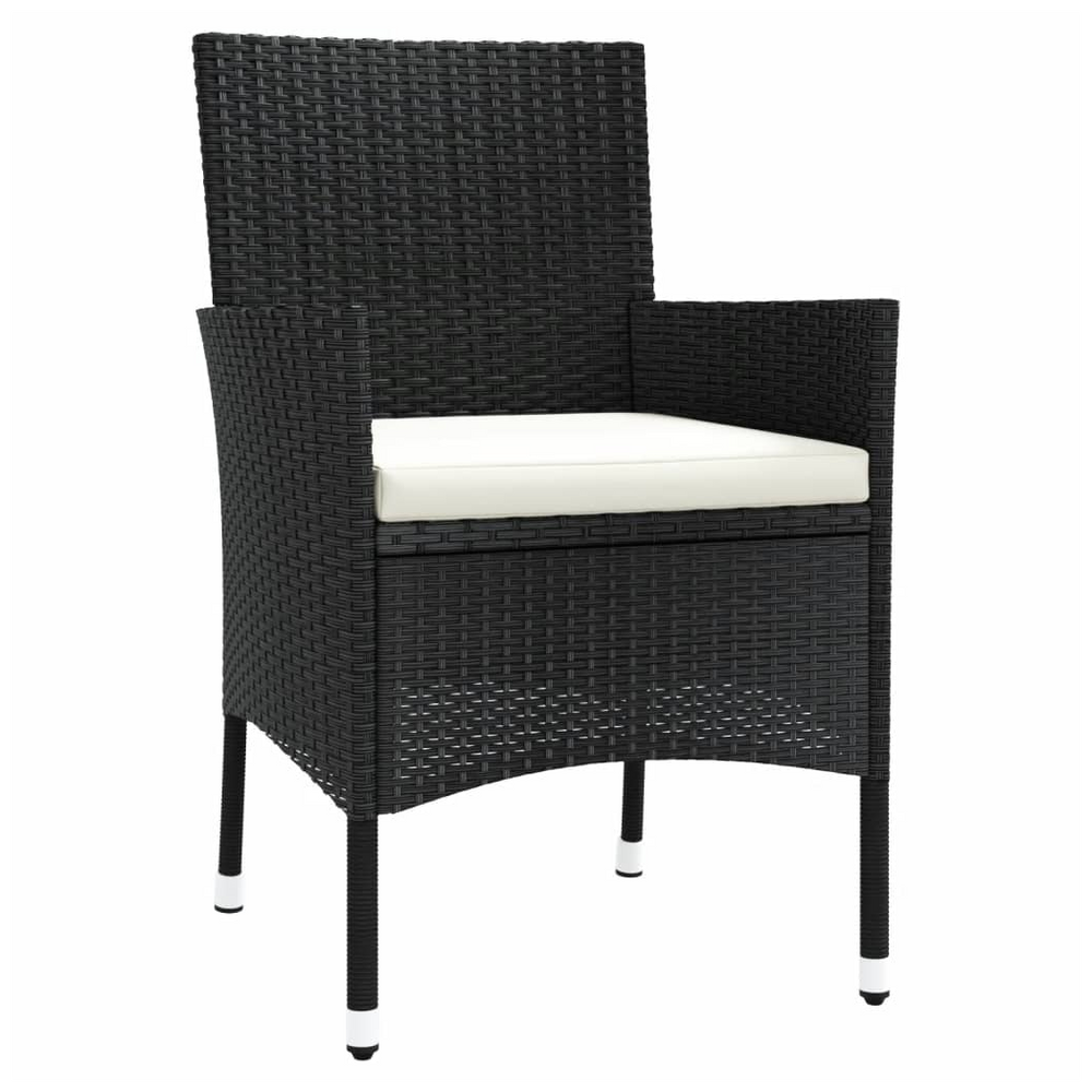 vidaXL Garden Chairs with Cushions 2 pcs Black Poly Rattan - anydaydirect