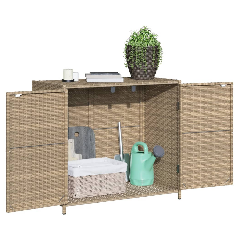 vidaXL Garden Storage Cabinet Beige 83x45x76 cm Poly Rattan - anydaydirect