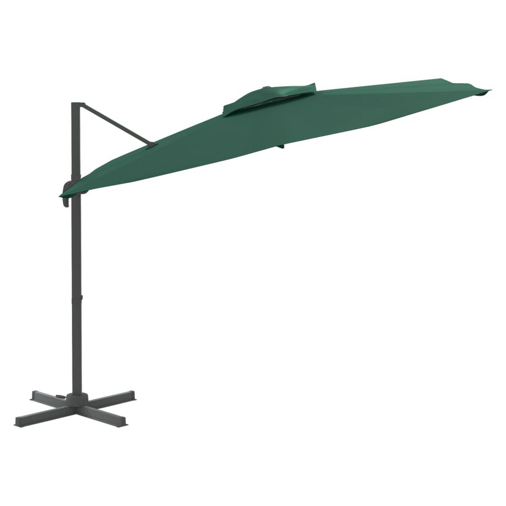 Double Top Cantilever Umbrella Green 300x300 cm - anydaydirect